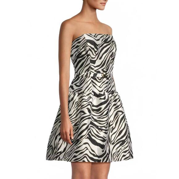 NEW LILLY PULITZER akela strapless jacquard dress in black zebra - Picture 2 of 5